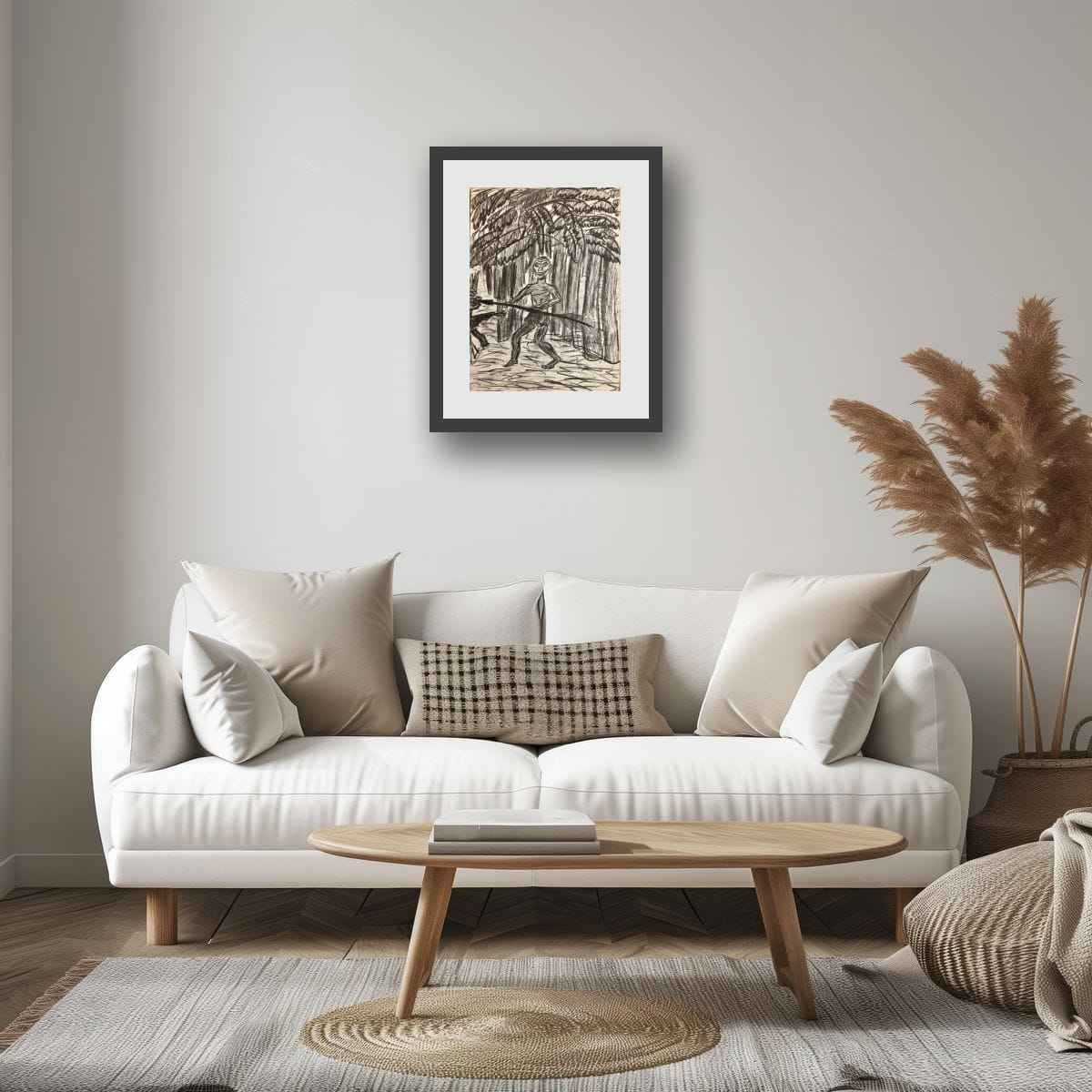 Original Charcoal Drawing - The Scavenger - Figurative Tonal