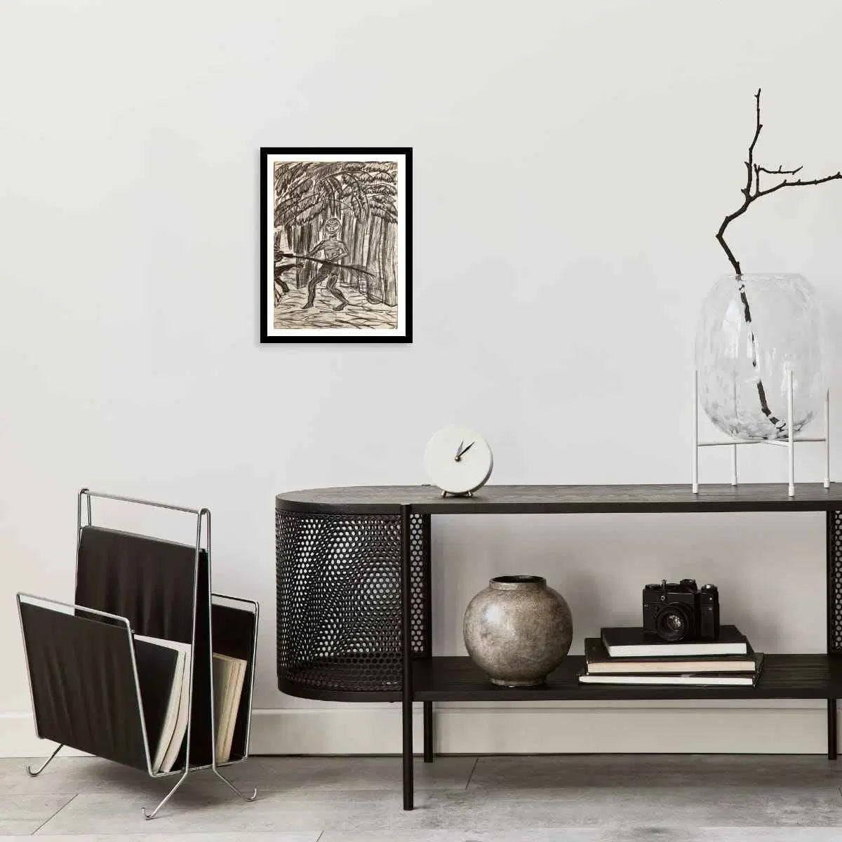 Original Charcoal Drawing - The Scavenger - Figurative Tonal