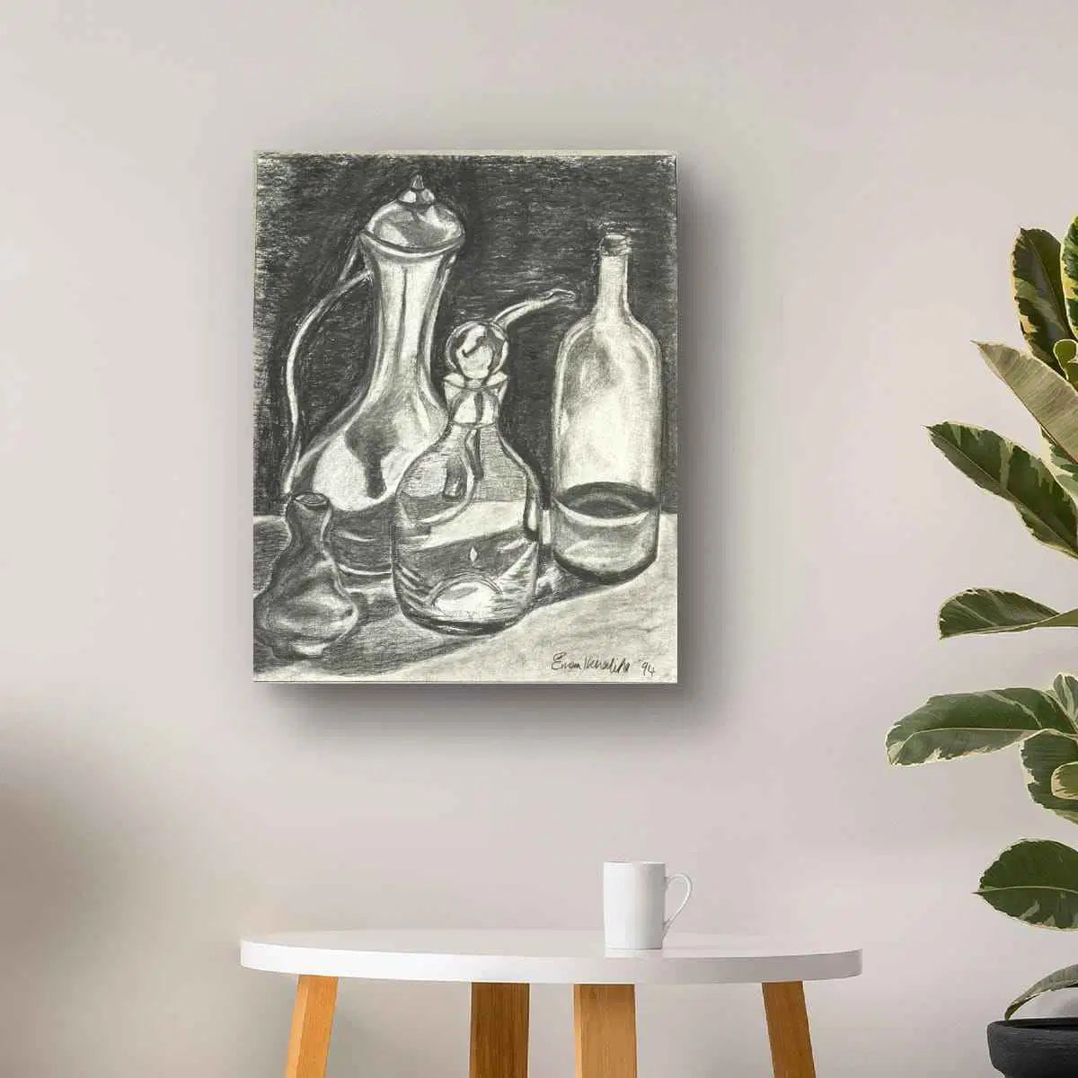 Original Charcoal Drawing - Silent Reflection - Still Life
