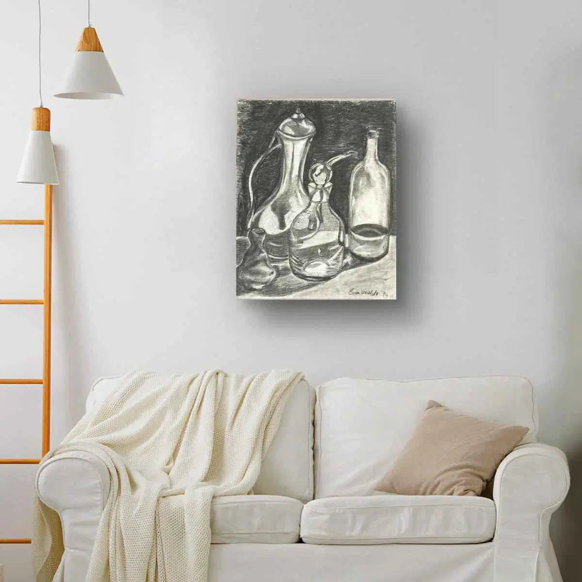 Original Charcoal Drawing - Silent Reflection - Still Life