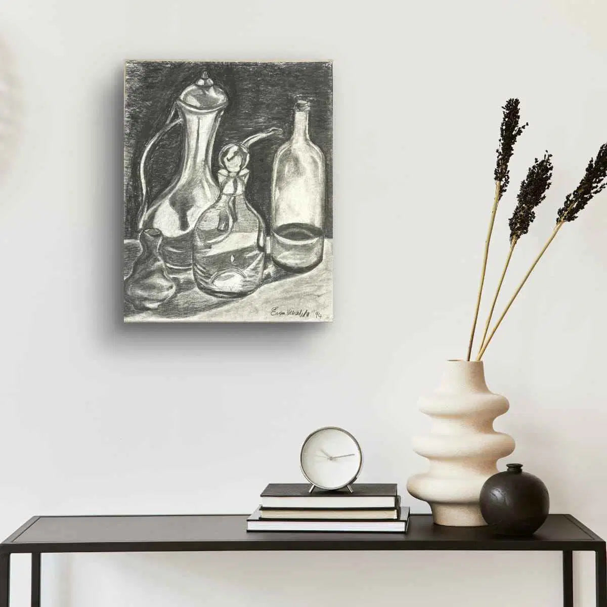 Original Charcoal Drawing - Silent Reflection - Still Life