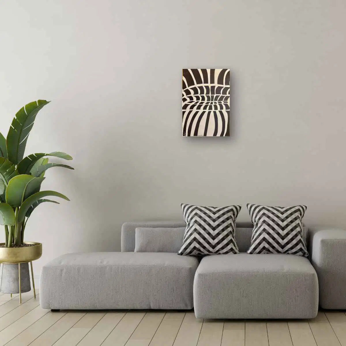 Original Collage - Optical Web - Black & White Illusion Art