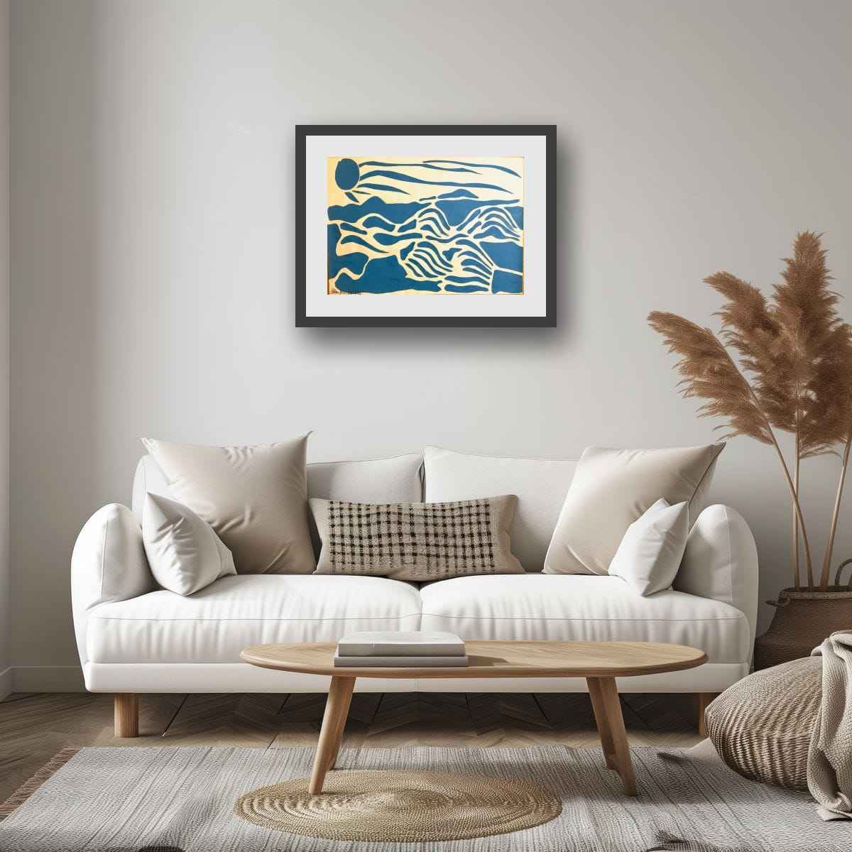 Original Collage - Blue Airwaves - Minimalist Abstract Ocean - Eman's Gallery