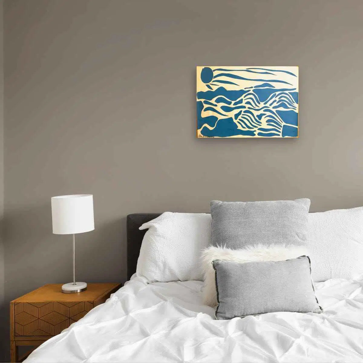 Original Collage - Blue Airwaves - Minimalist Abstract Ocean - Eman's Gallery