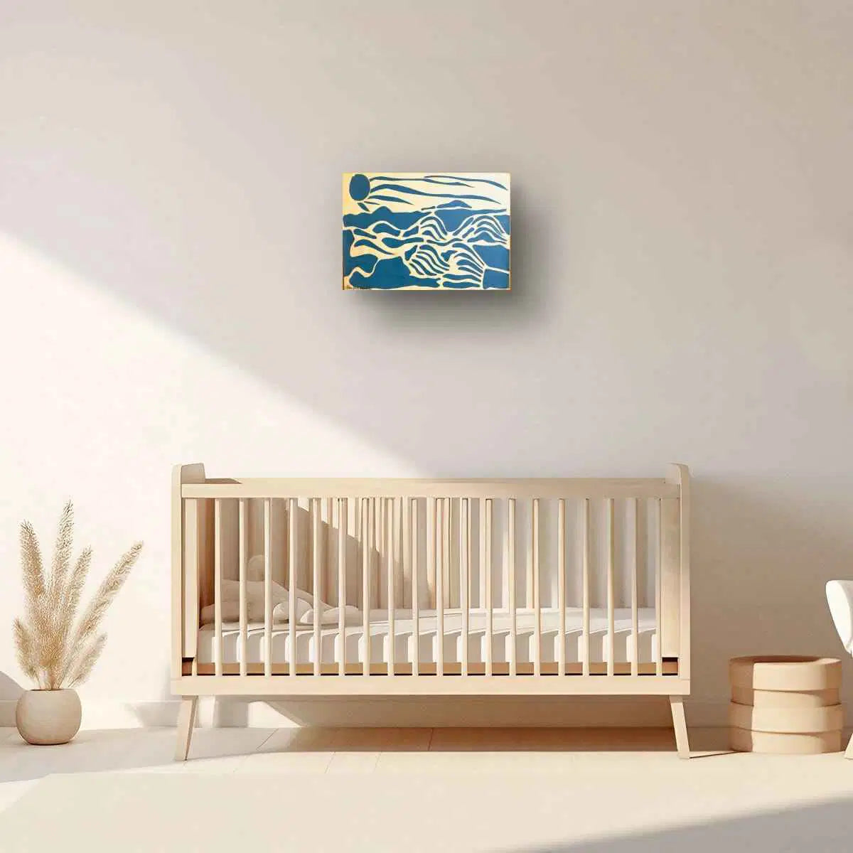 Original Collage - Blue Airwaves - Minimalist Abstract Ocean - Eman's Gallery