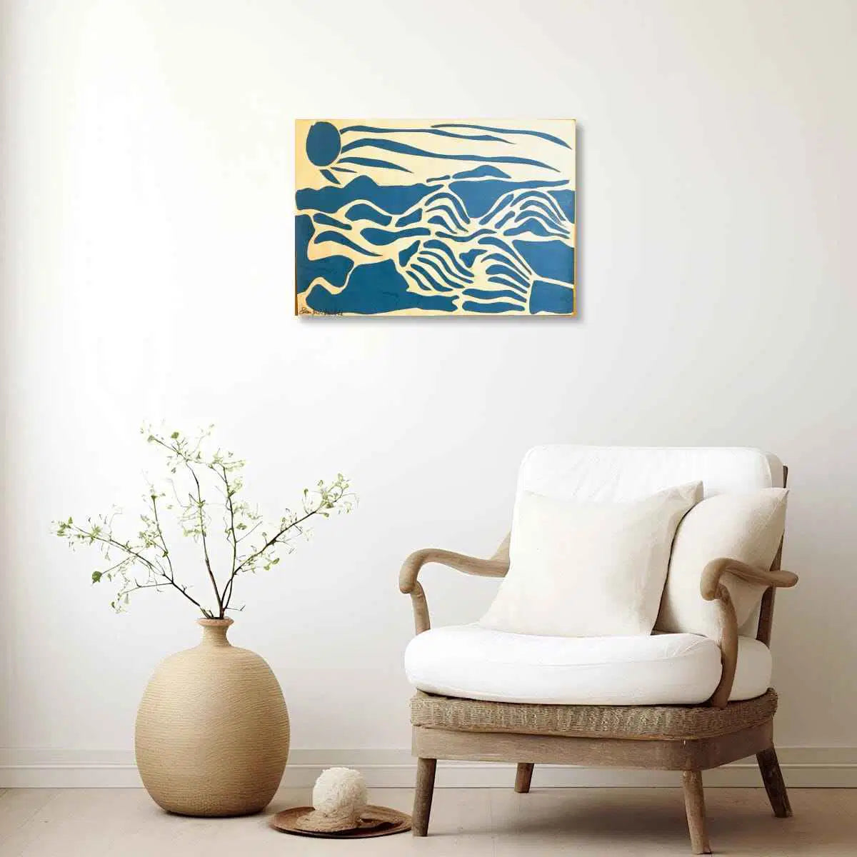 Original Collage - Blue Airwaves - Minimalist Abstract Ocean - Eman's Gallery