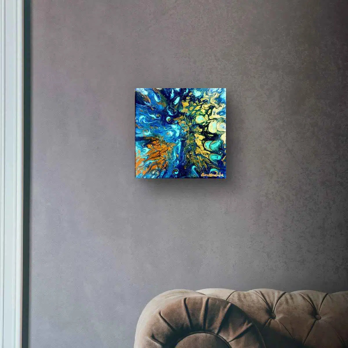 Original Painting - Abracadabra - Fluid Abstract Gold Blue