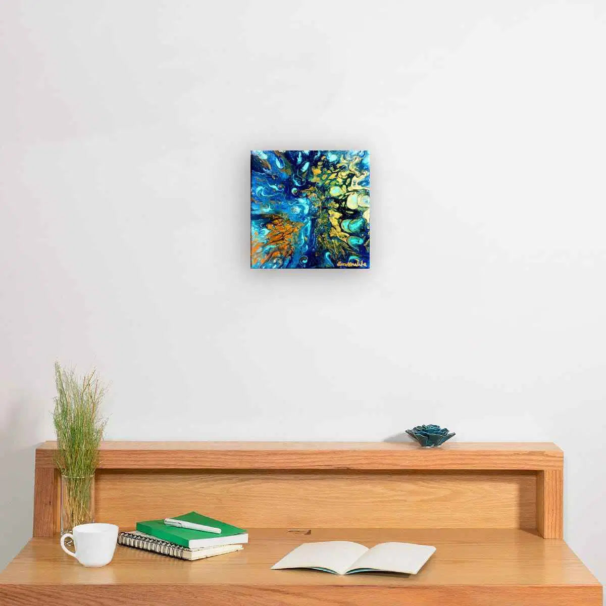 Original Painting - Abracadabra - Fluid Abstract Gold Blue