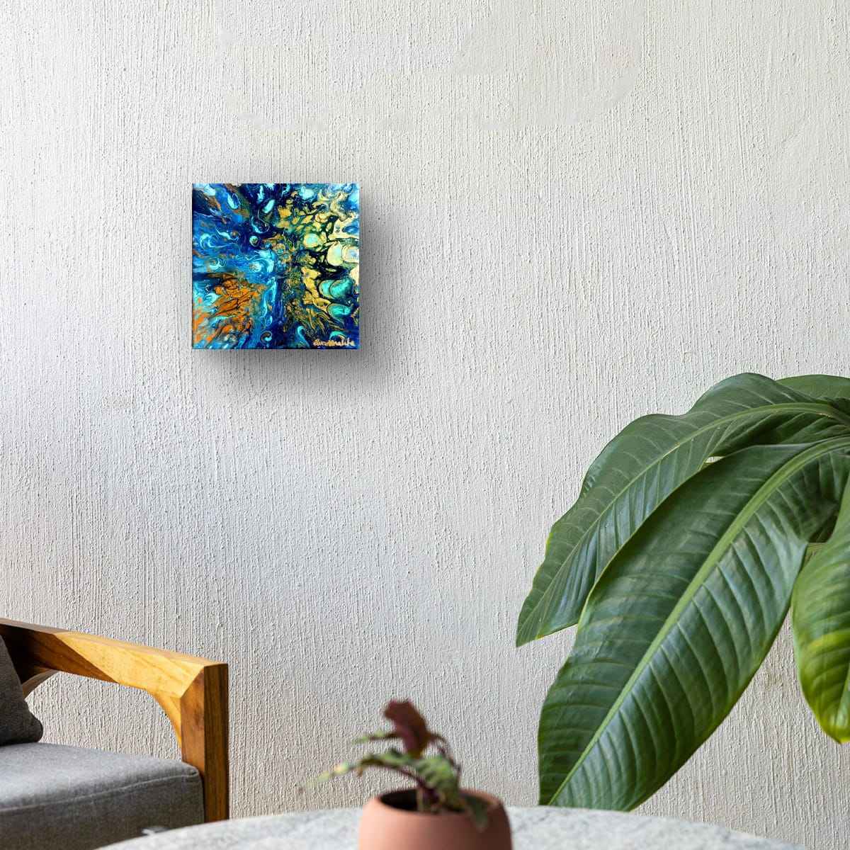 Original Painting - Abracadabra - Fluid Abstract Gold Blue