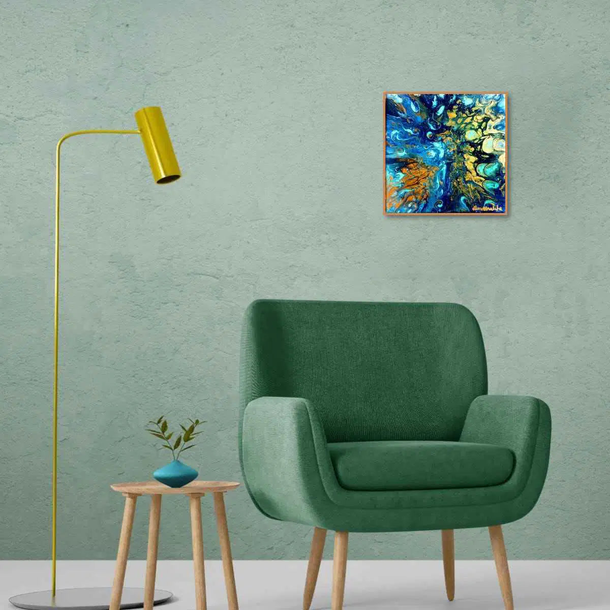 Original Painting - Abracadabra - Fluid Abstract Gold Blue
