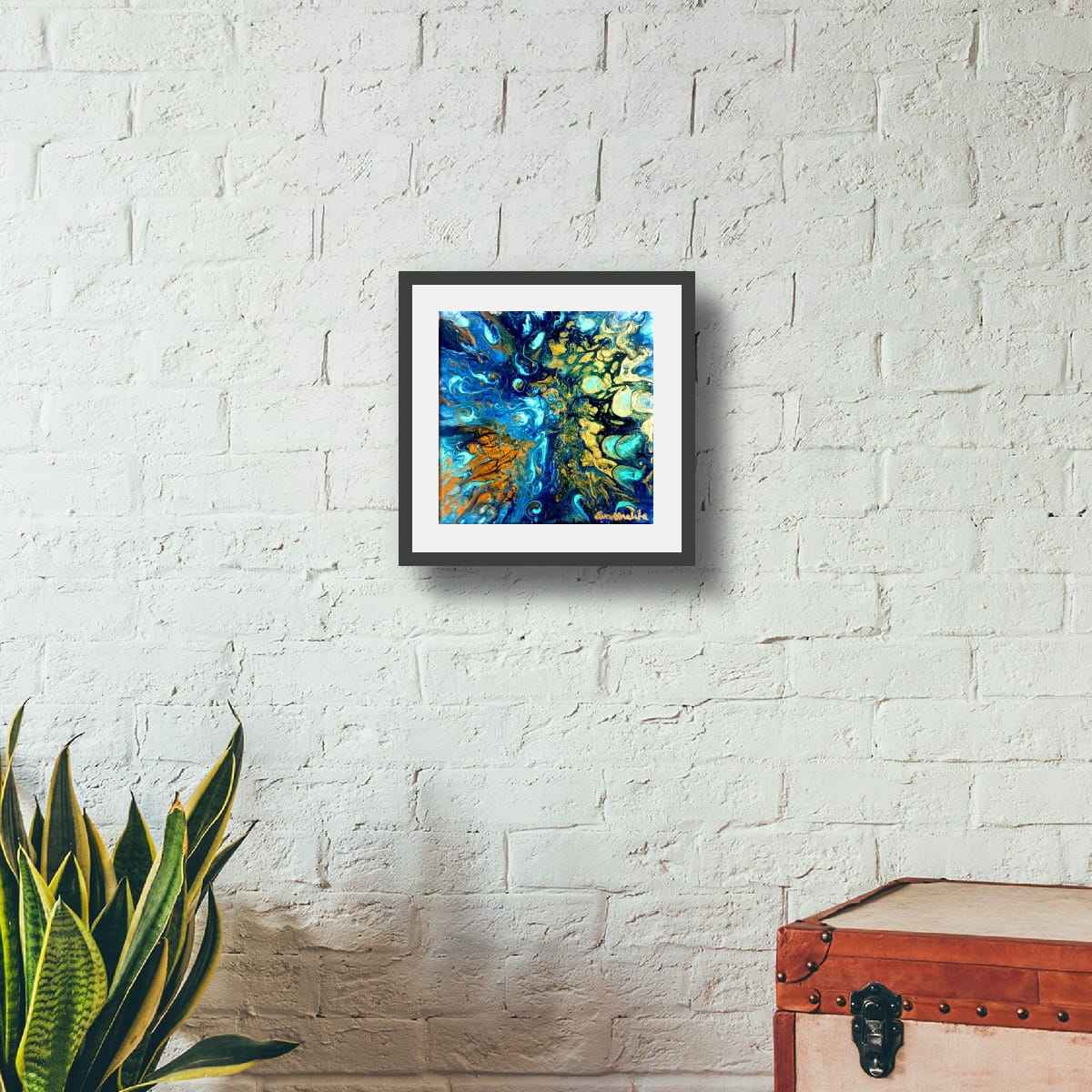 Original Painting - Abracadabra - Fluid Abstract Gold Blue