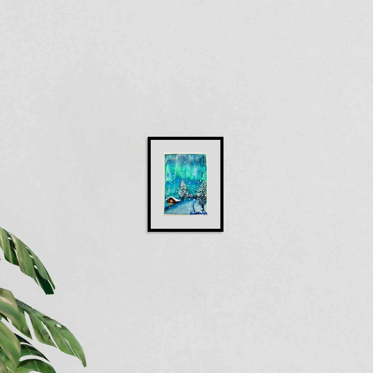 Mini Art – Aurora Cottage – Snowy Northern Lights Landscape