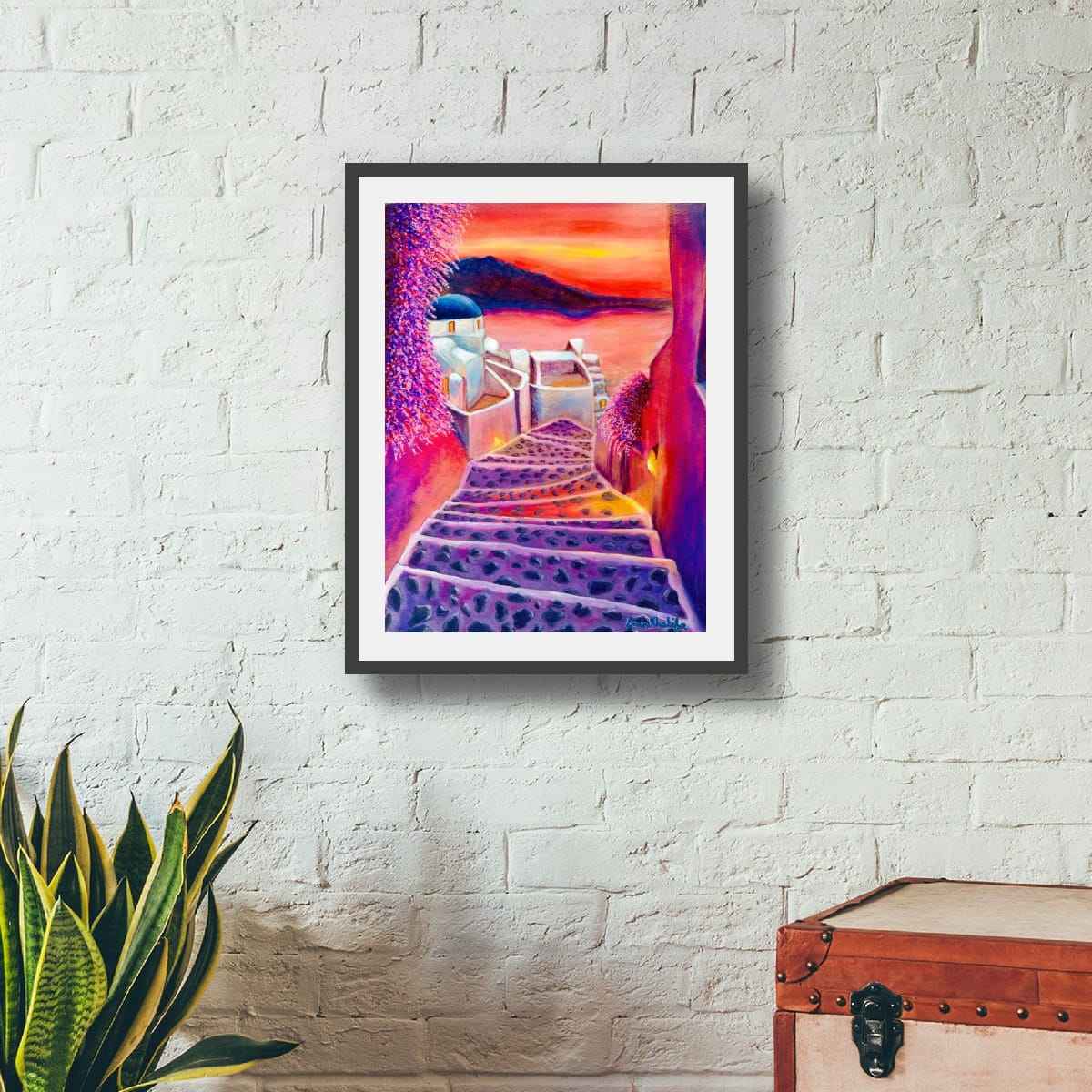 Framed Paper Print – Warm Embrace – Romantic Evening Landscape Art