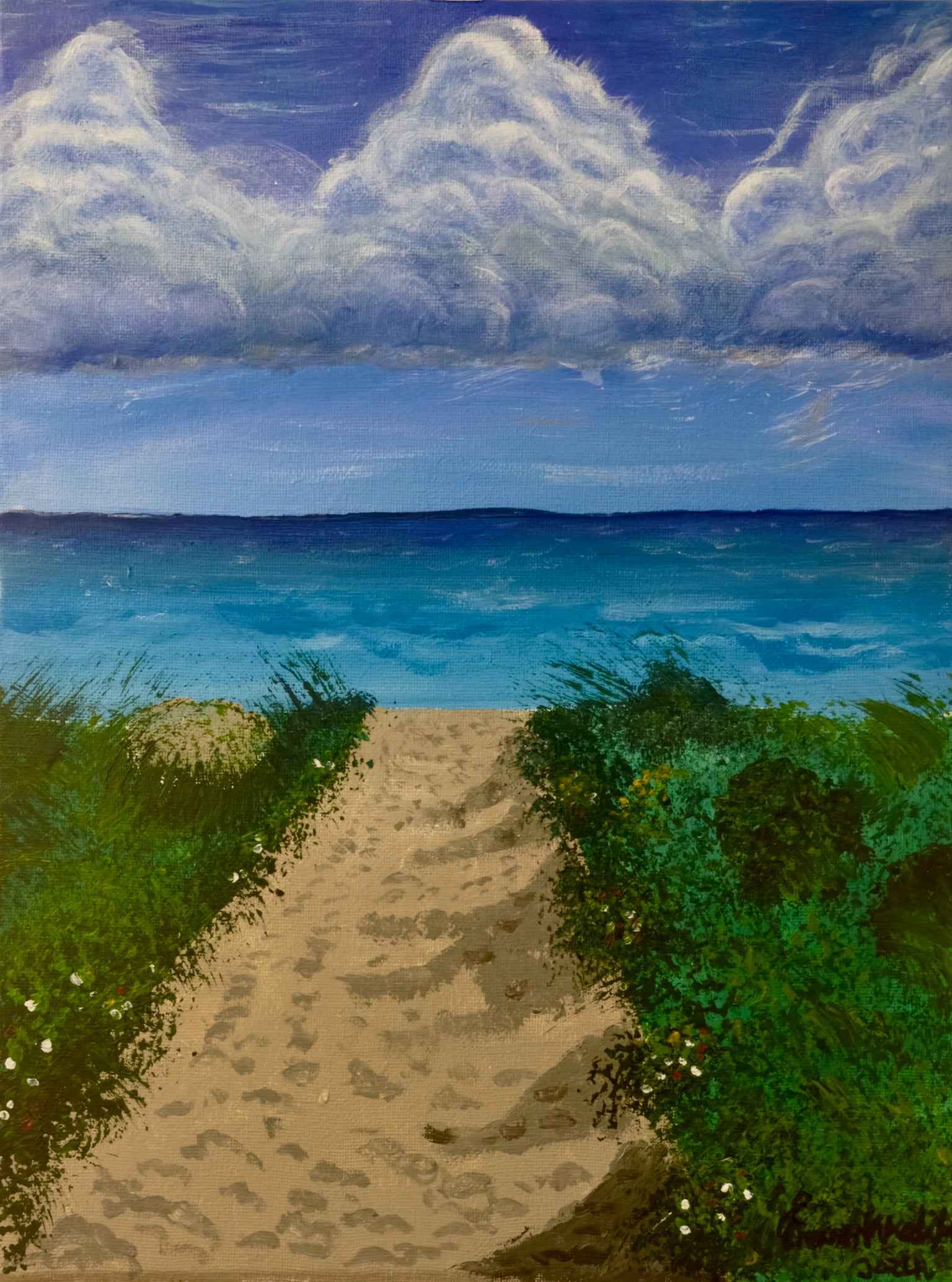 Original Painting - Edge of Calm - Coastal Pathway Seascape