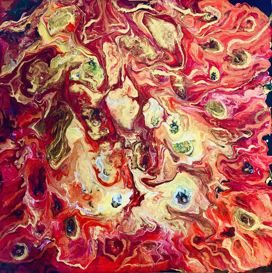 Love Burns – Red & Gold Abstract Acrylic Painting