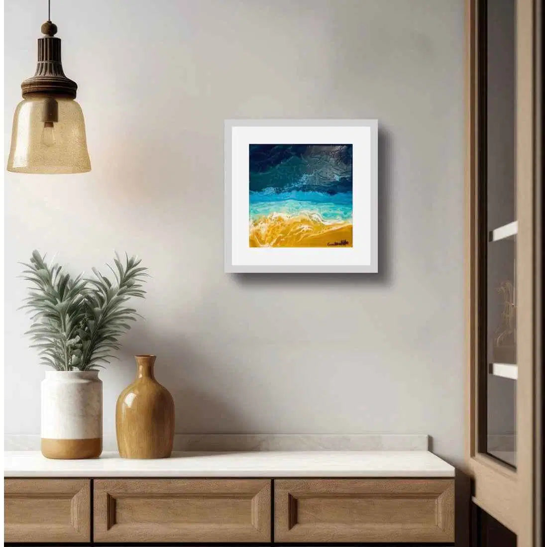 Original Painting - Golden Tide - Fluid Abstract Ocean Blue