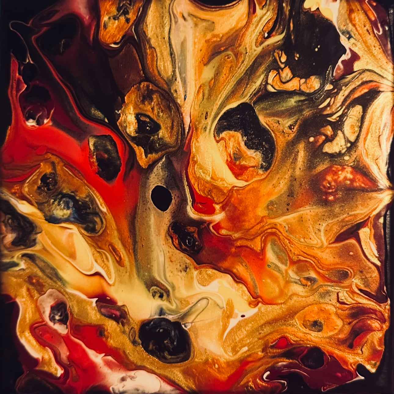 Original Painting - Laheeb (flame) - Fluid Red Black Fire