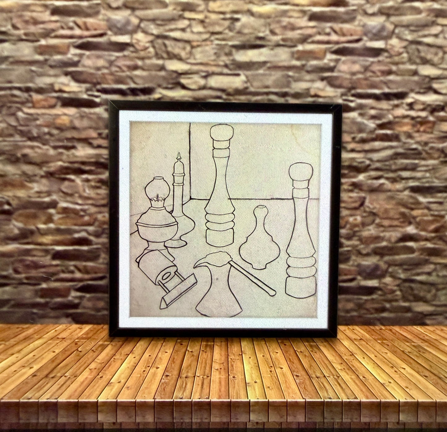 Contours of Orient - Original Charcoal Drawing - Minimalist
