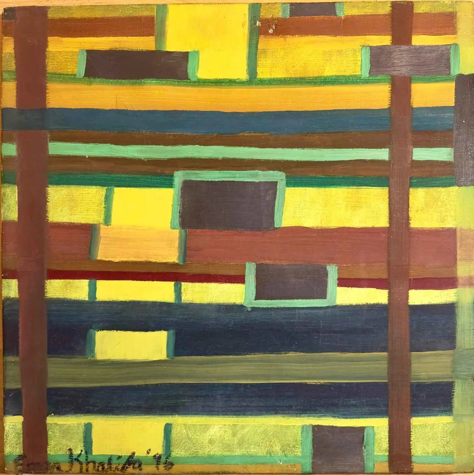 Original Oil Painting - City in Grids - Geometric Abstract