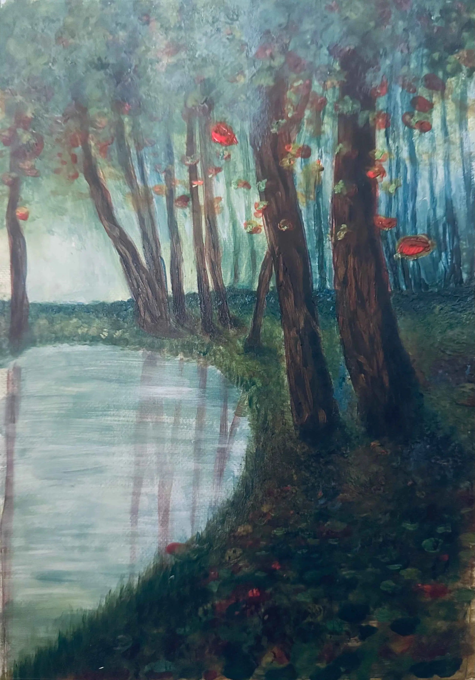 Before I Sleep – Contemporary Forest Painting Inspired by Robert Frost