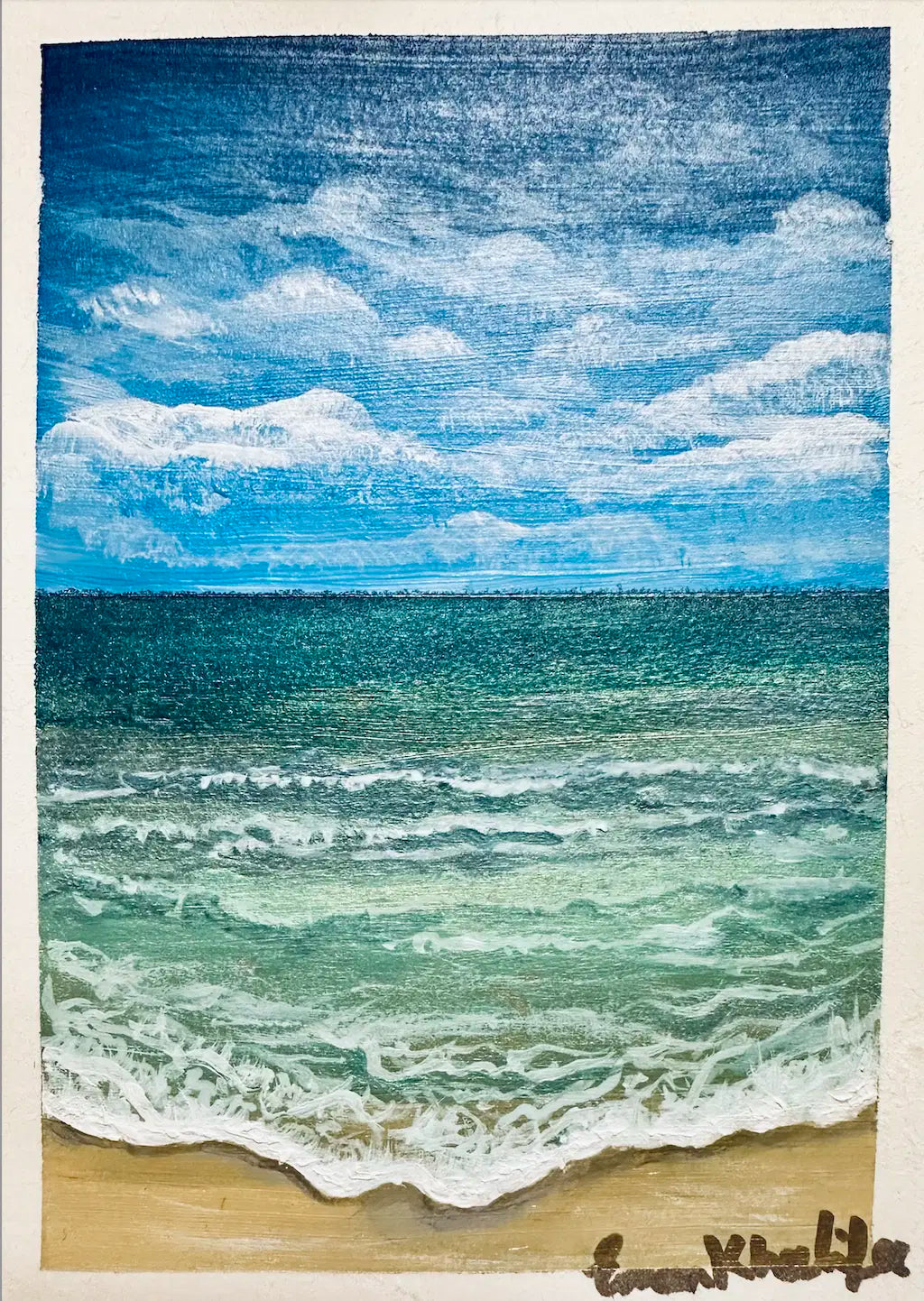 Mini Art - Turquoise Noon - Seascape Beach Calm Blue - Eman's Gallery