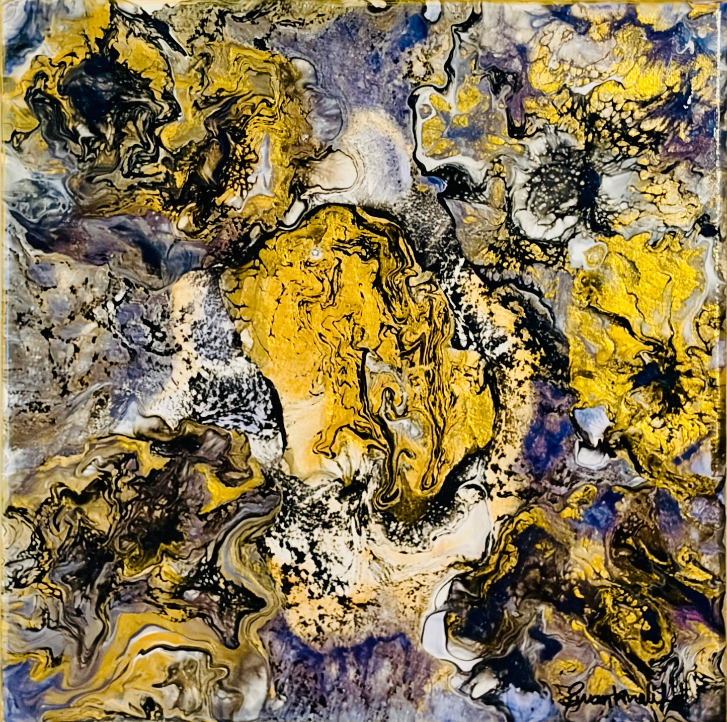 Unbridled Horse – Framed Original Gold Abstract Horse Painting