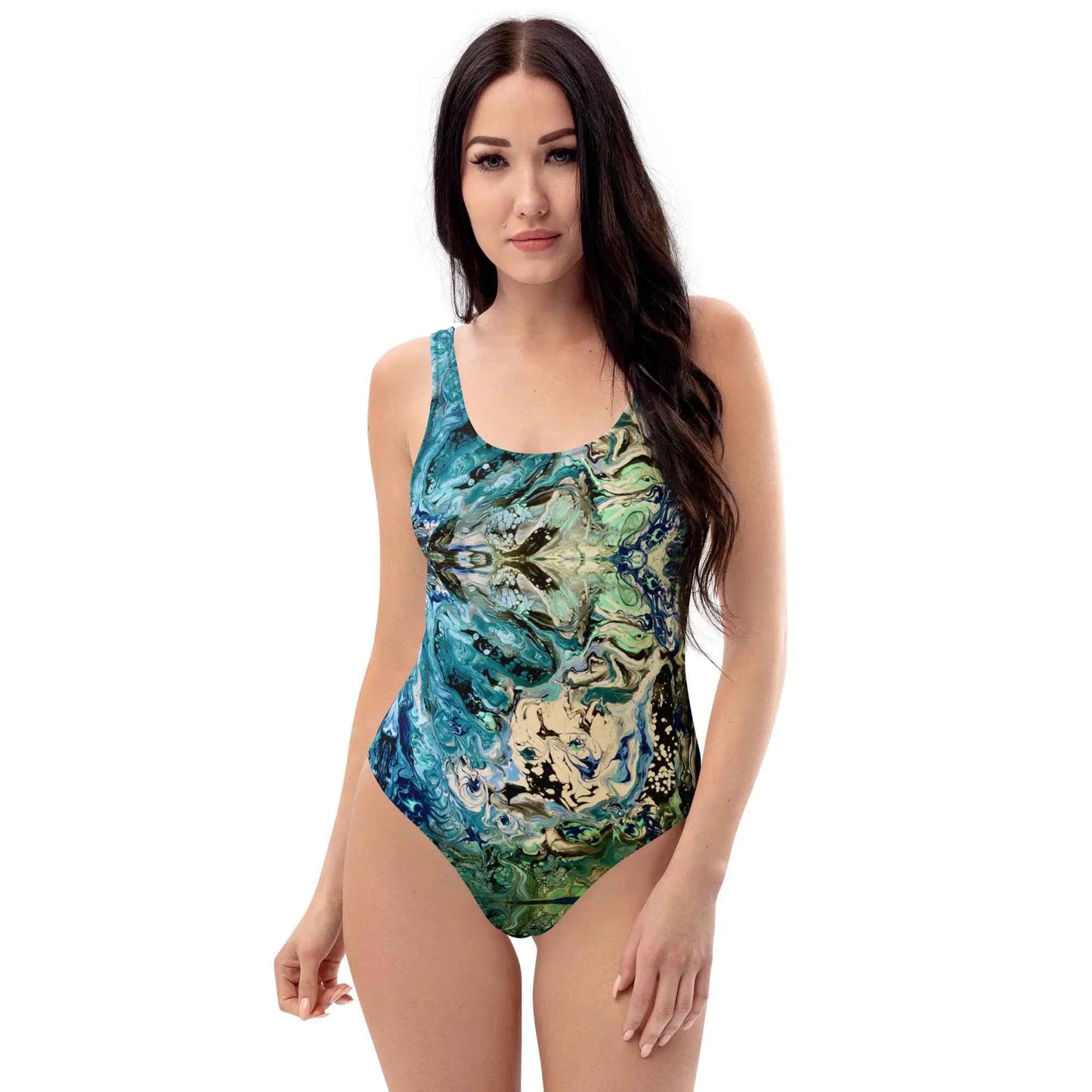 One Piece Swimsuit - Tectonic - Fluid Abstract Geologic Art