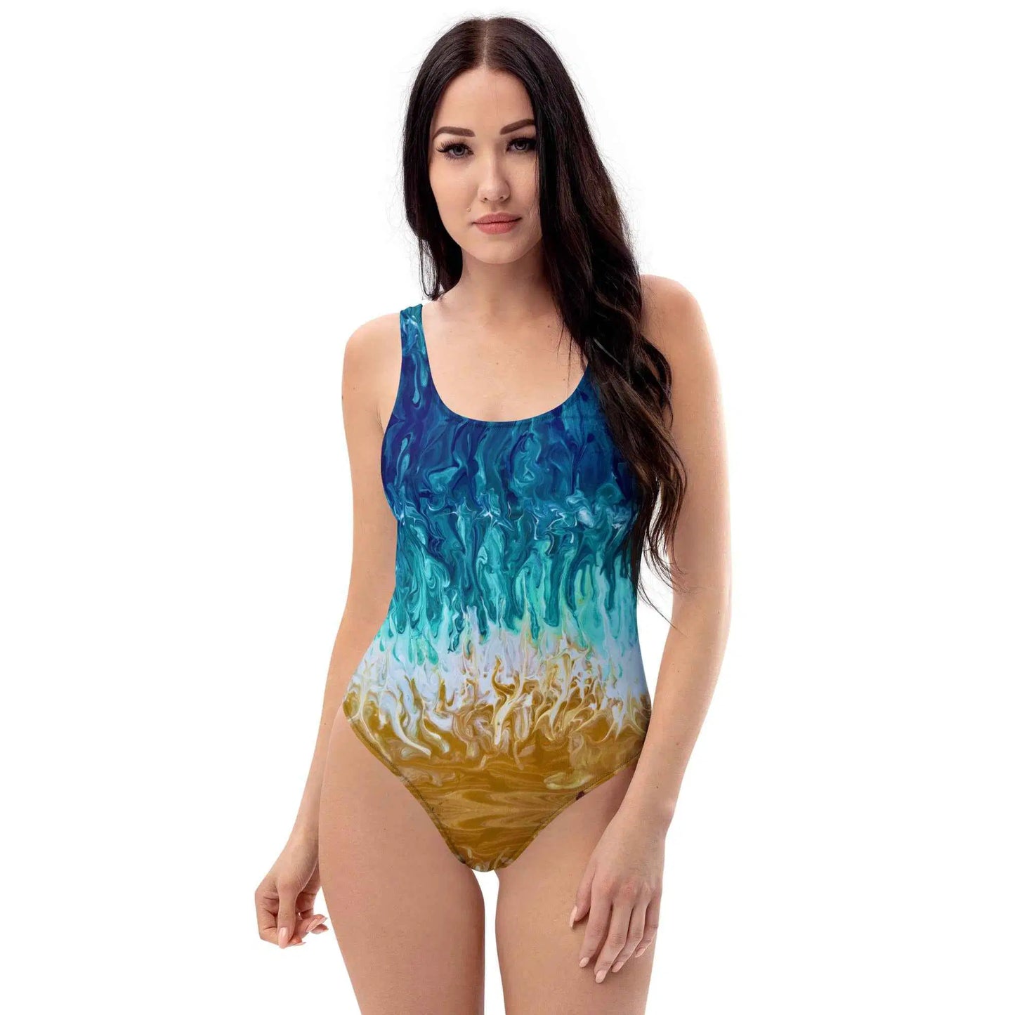 Women's Swimsuit - Good Tidings - Fluid Blue Gold