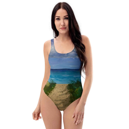 One Piece Swimsuit - Edge of Calm - Coastal Pathway Scene