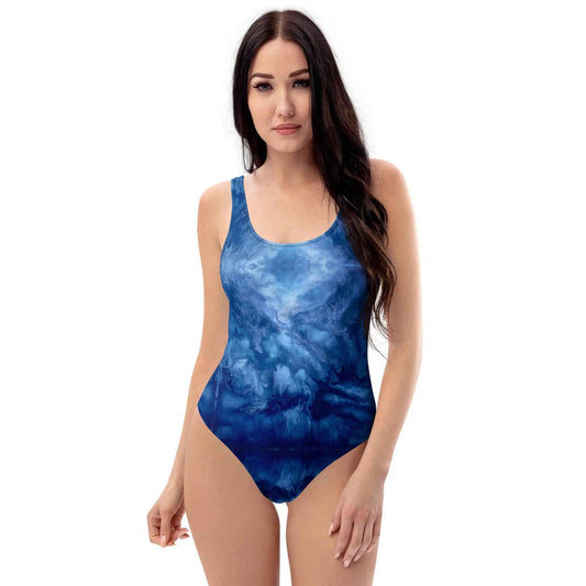 One Piece Swimsuit - Thunder - Dramatic Blue Storm Cloud Art