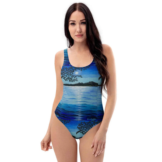 One Piece Swimsuit - Nocturned - Moonlit Sea by Night