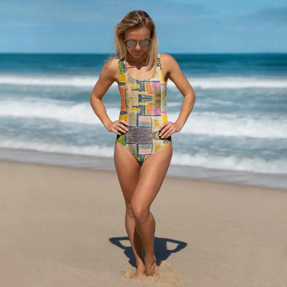 One Piece Swimsuit - The Hearth Quilt - Folk Patchwork Art