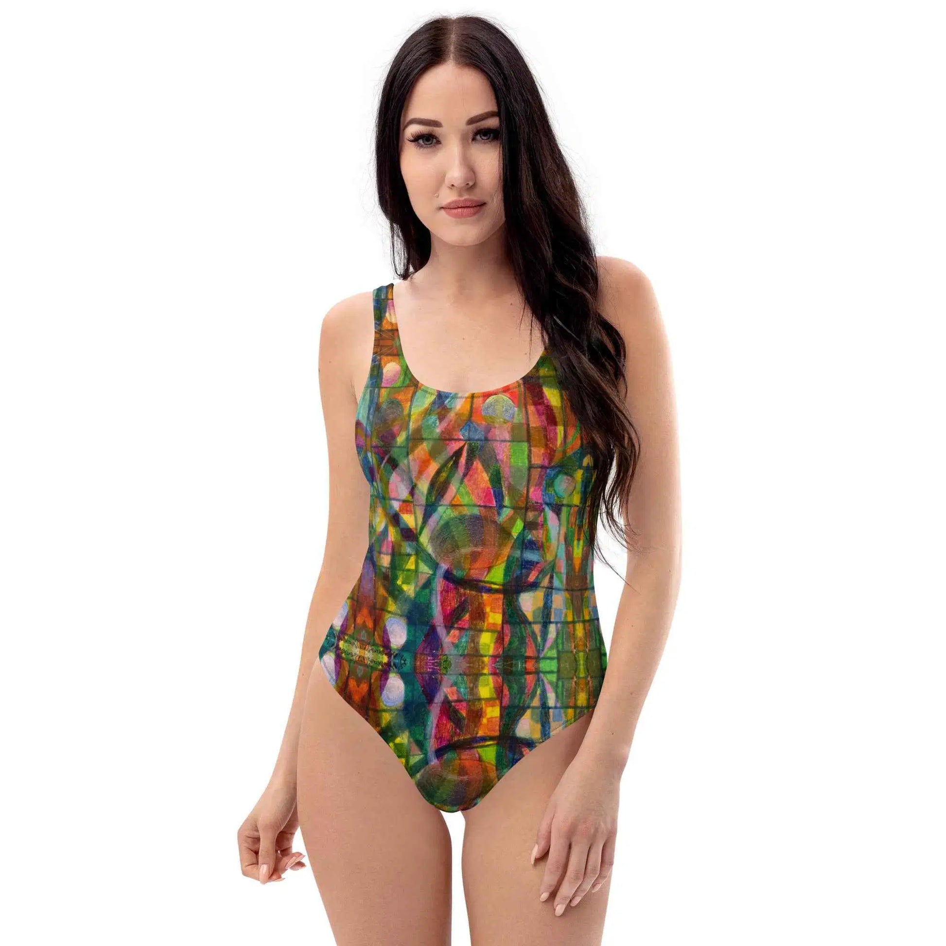 One Piece Swimsuit - Organic Life - Abstract Geometric Art