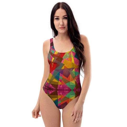 One Piece Swimsuit - In The Wine Glass - Geometric Abstract