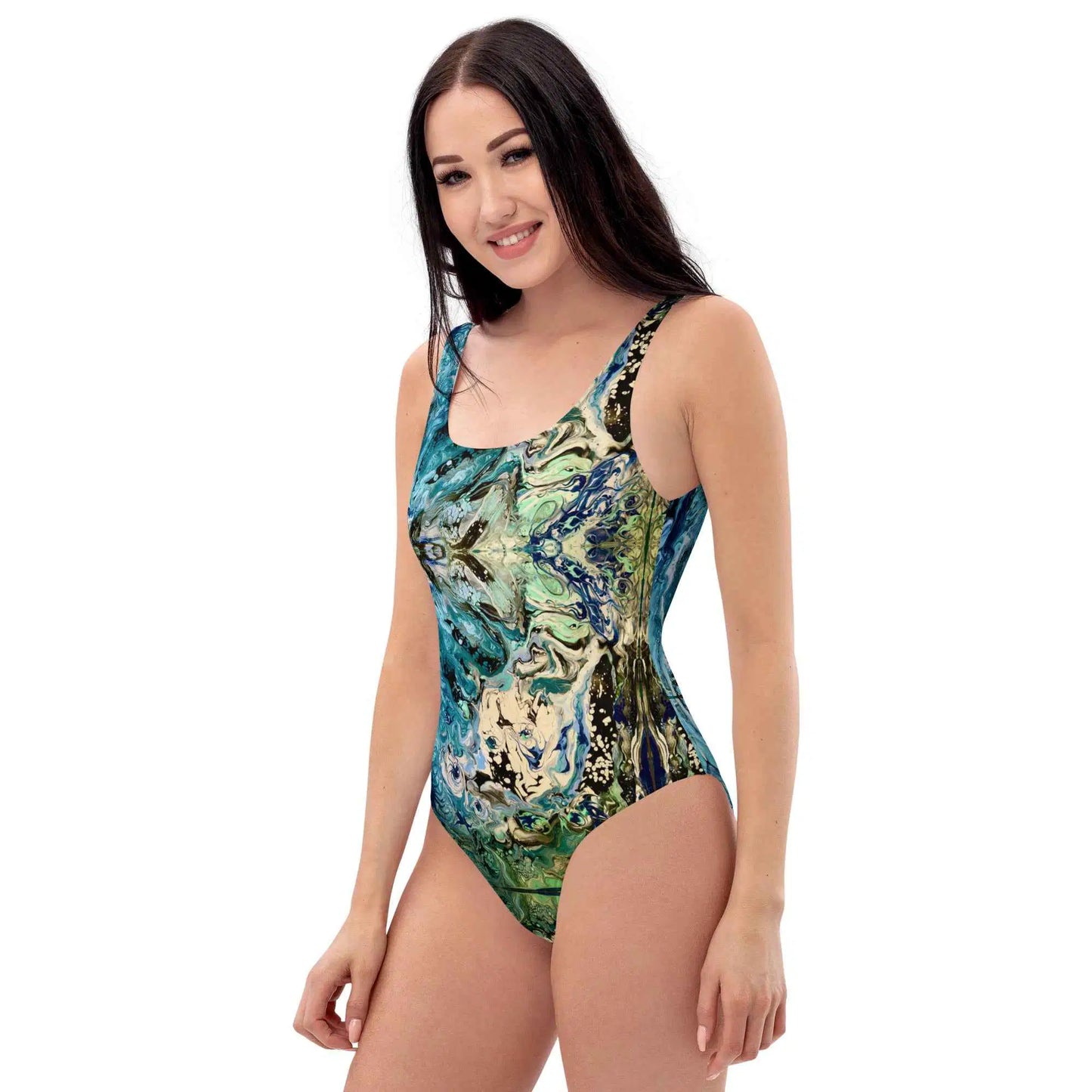 One Piece Swimsuit - Tectonic - Fluid Abstract Geologic Art