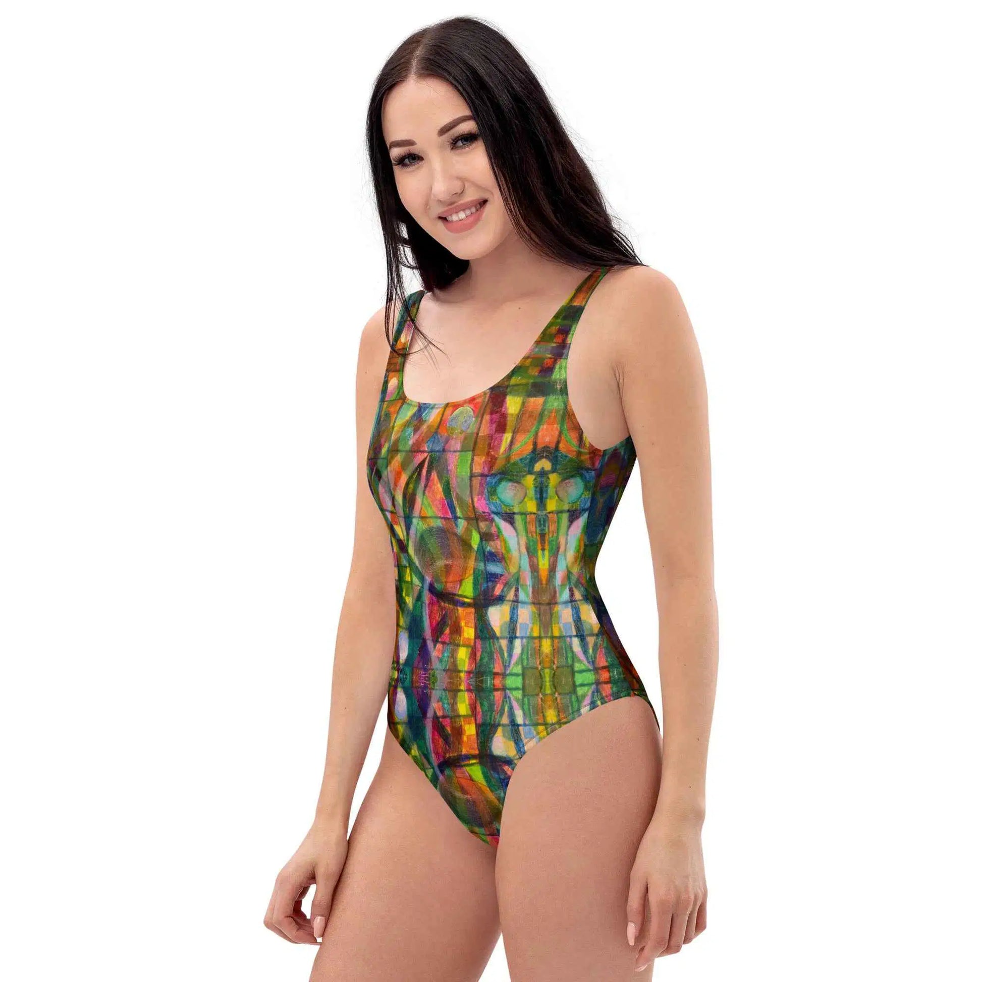 One Piece Swimsuit - Organic Life - Abstract Geometric Art