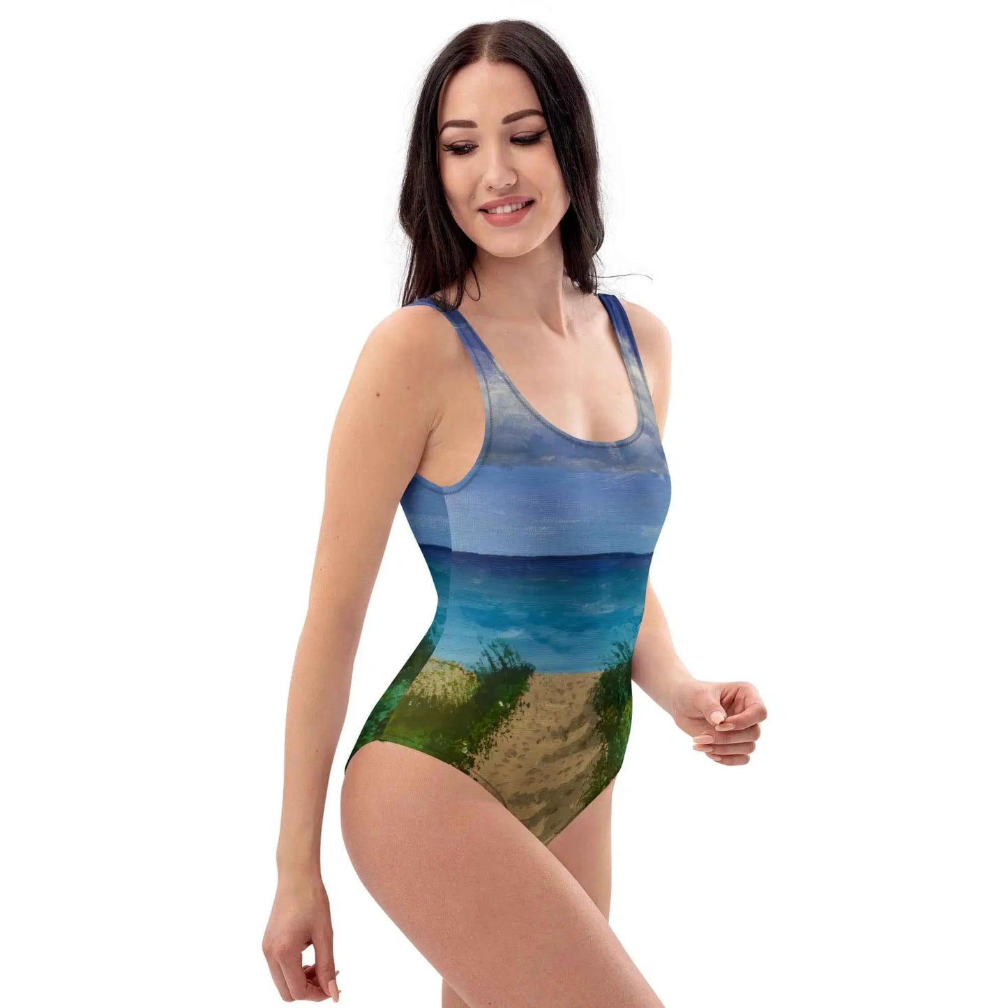 One Piece Swimsuit - Edge of Calm - Coastal Pathway Scene