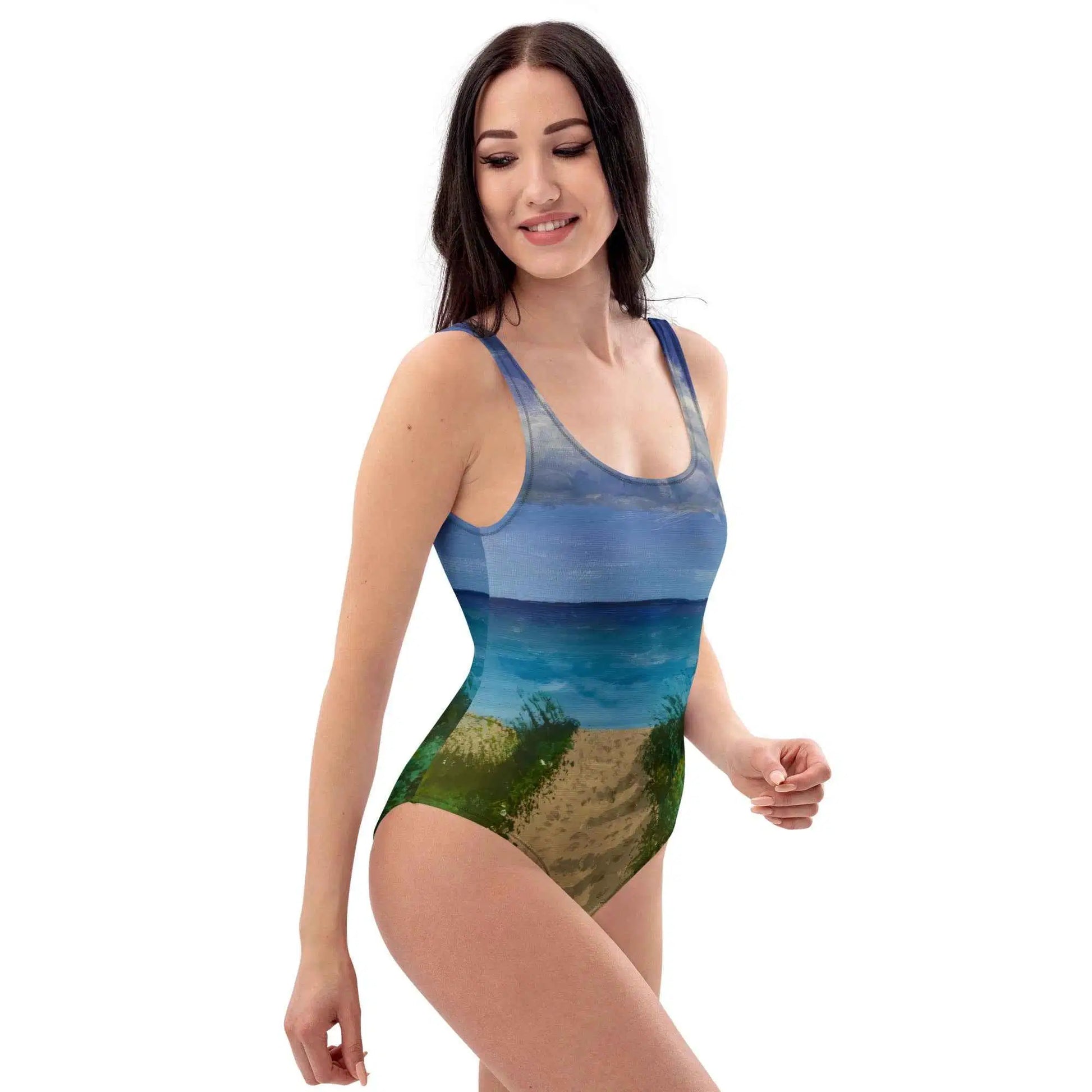 One Piece Swimsuit - Edge of Calm - Coastal Pathway Scene