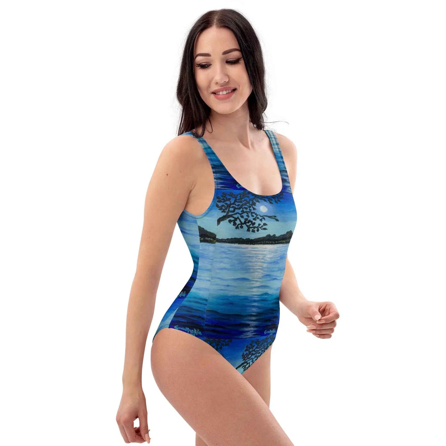 One Piece Swimsuit - Nocturned - Moonlit Sea by Night