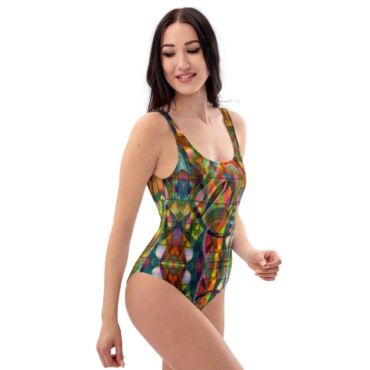 One Piece Swimsuit - Organic Life - Abstract Geometric Art