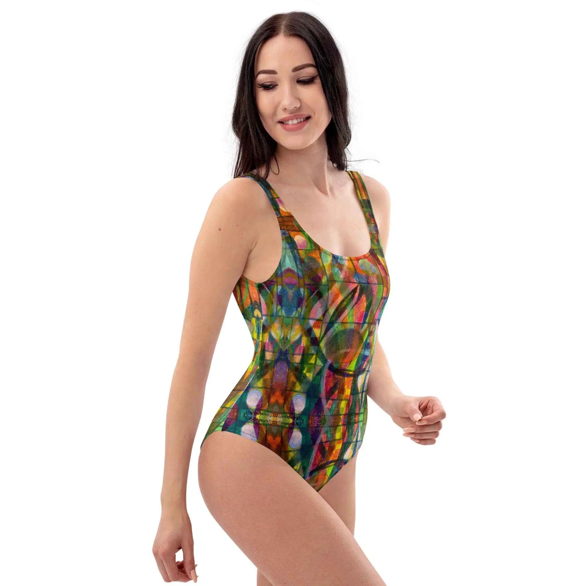One Piece Swimsuit - Organic Life - Abstract Geometric Art