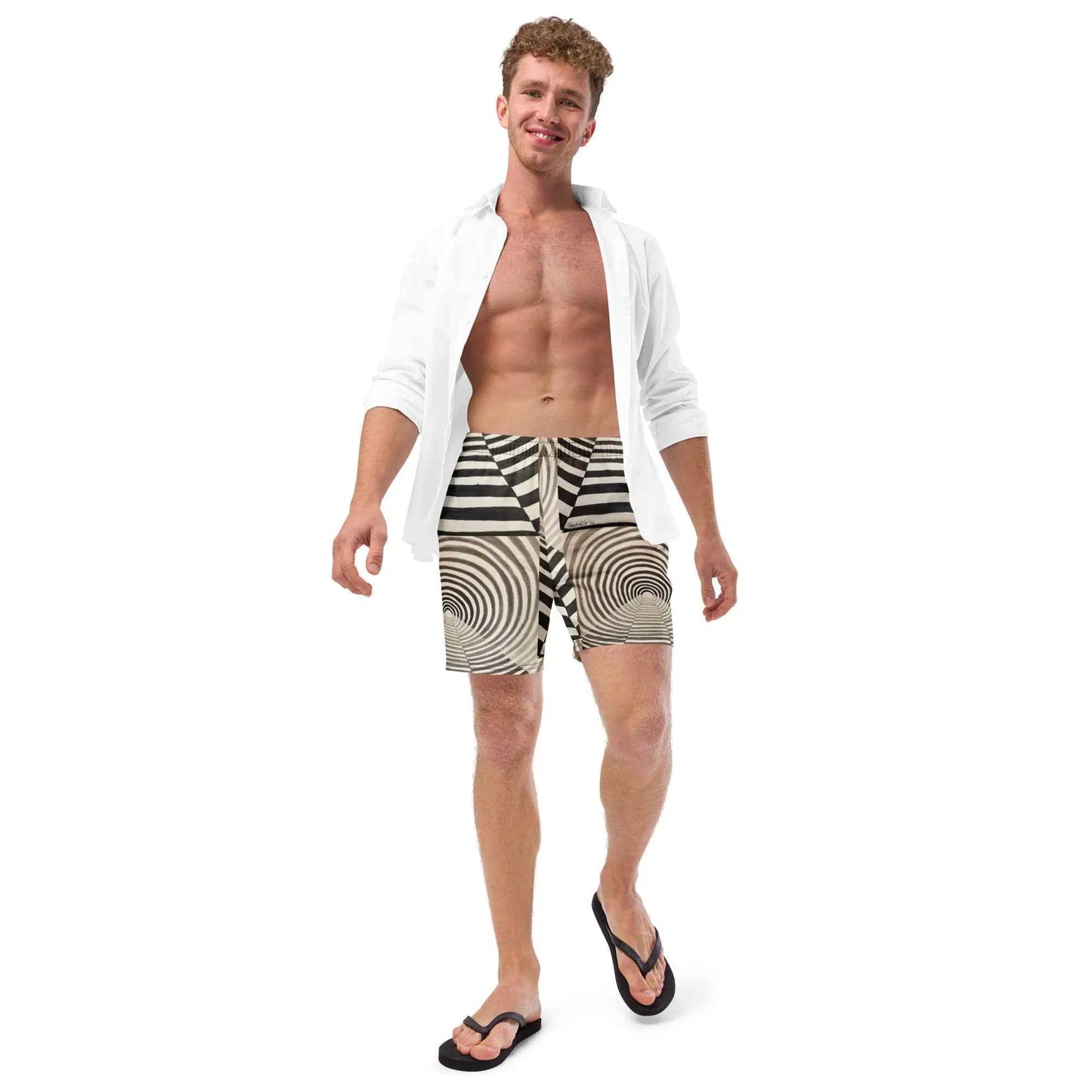 Men's Swim Trunks - Tunnel of Illusion - Geometric Op Art