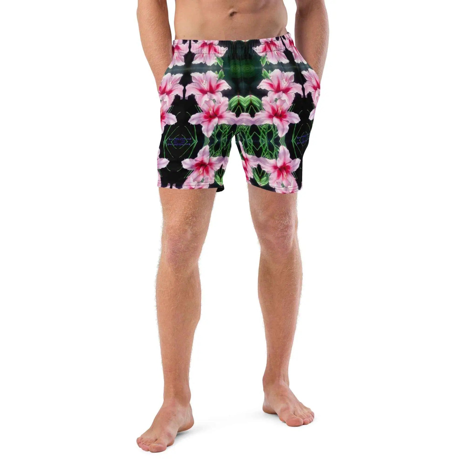 Men's Trunks - Desire - Pink Lily Floral Realism