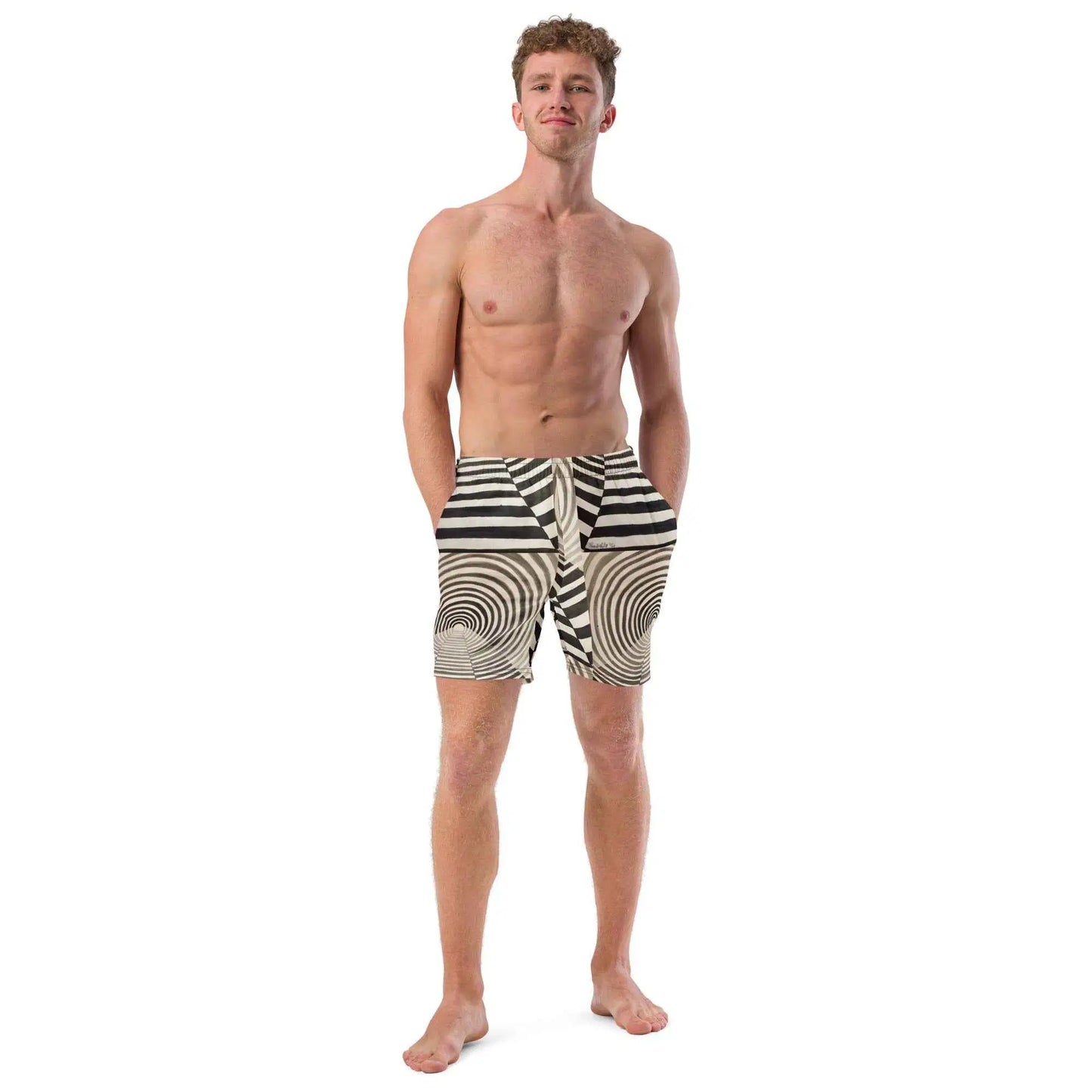Men's Swim Trunks - Tunnel of Illusion - Geometric Op Art