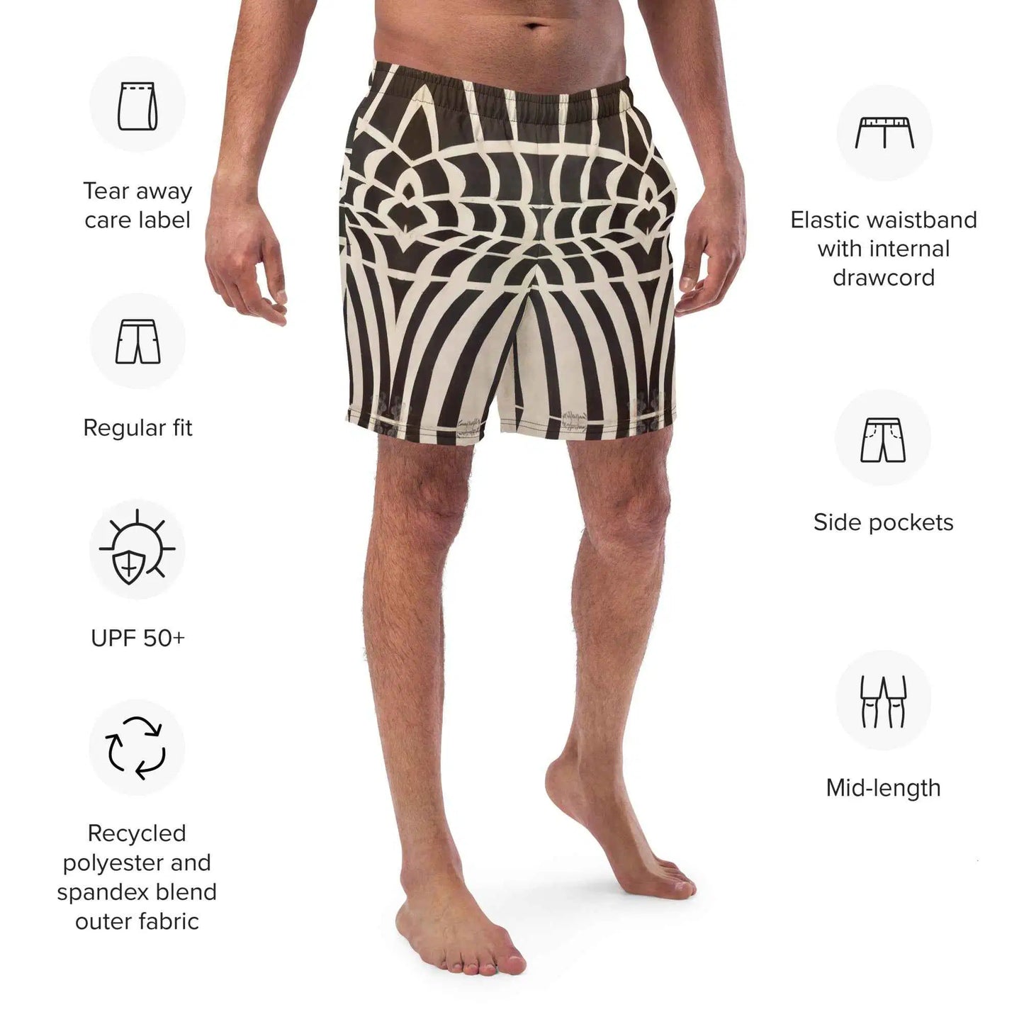 Men's Trunks - Optical Web - Op Art Black & White Illusion