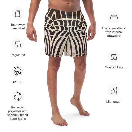 Men's Trunks - Optical Web - Op Art Black & White Illusion