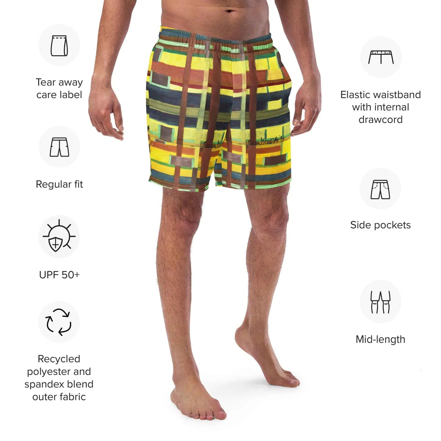 Men's Swim Trunks - City in Grids - Geometric Urban