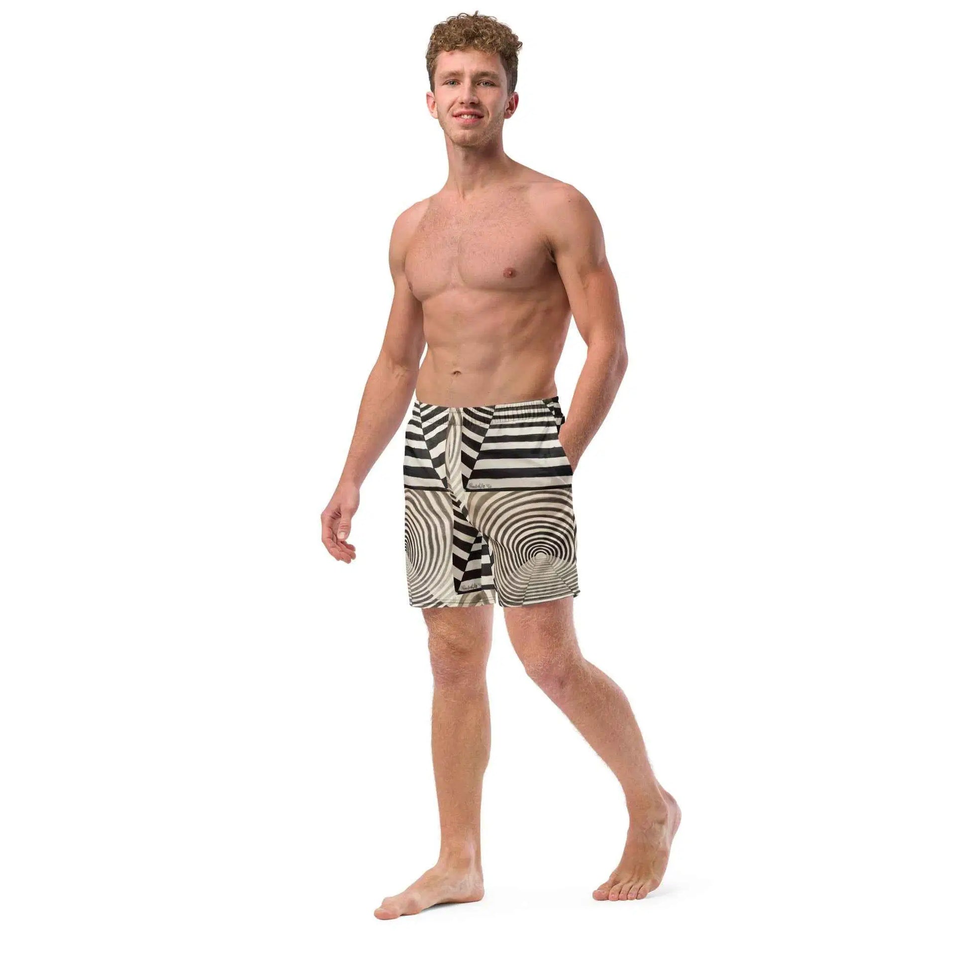 Men's Swim Trunks - Tunnel of Illusion - Geometric Op Art