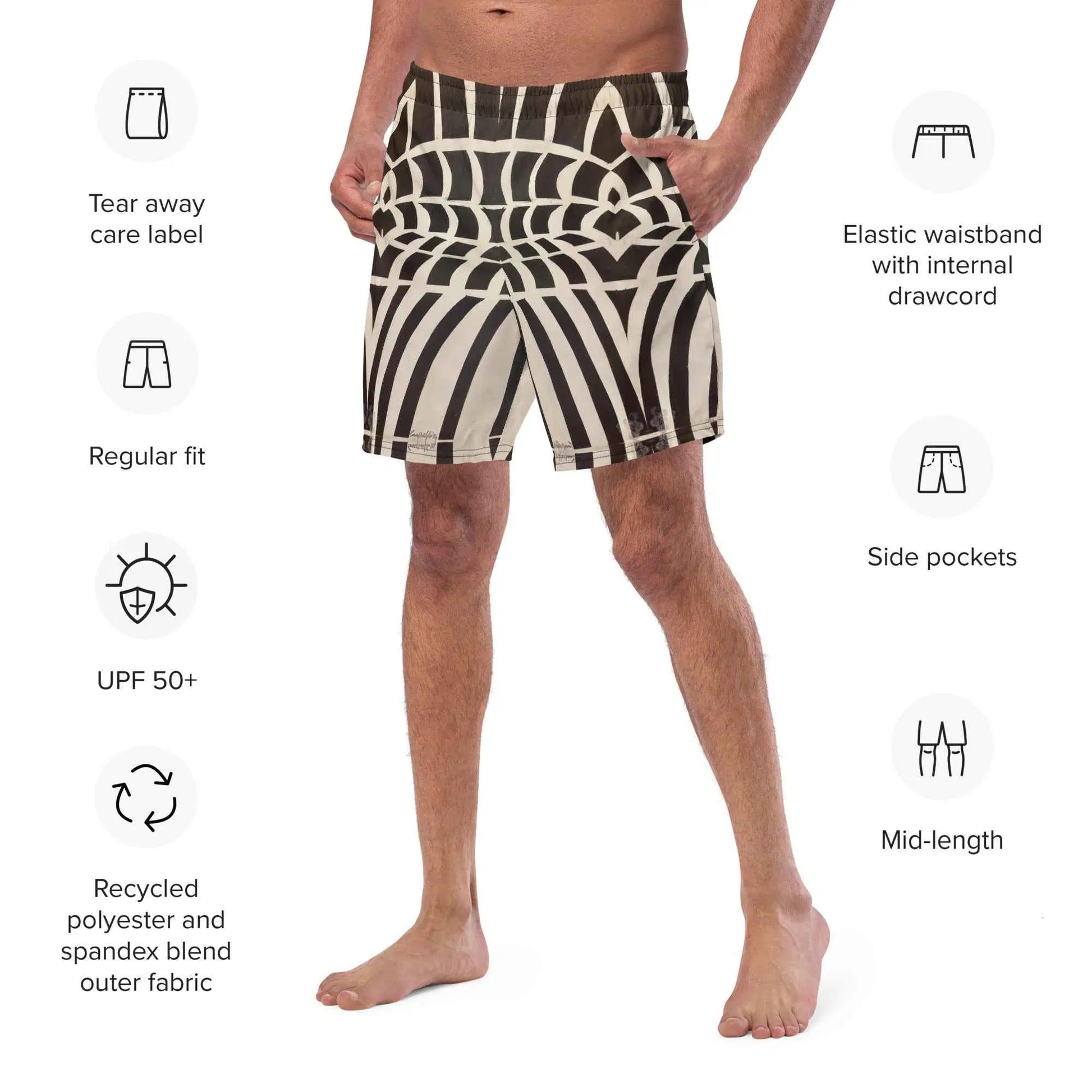 Men's Trunks - Optical Web - Op Art Black & White Illusion