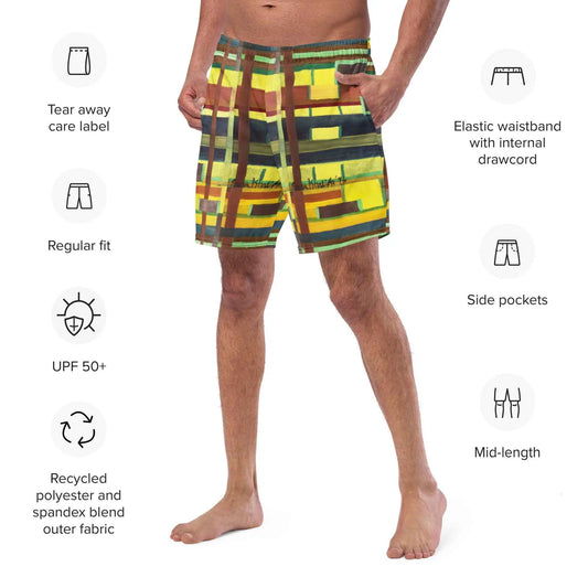Men's Swim Trunks - City in Grids - Geometric Urban